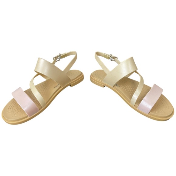 CROCS Sandals Women's Size 5 Slingback Buckle Ankle Strap Tulum Shimmer Strappy - Picture 7 of 8